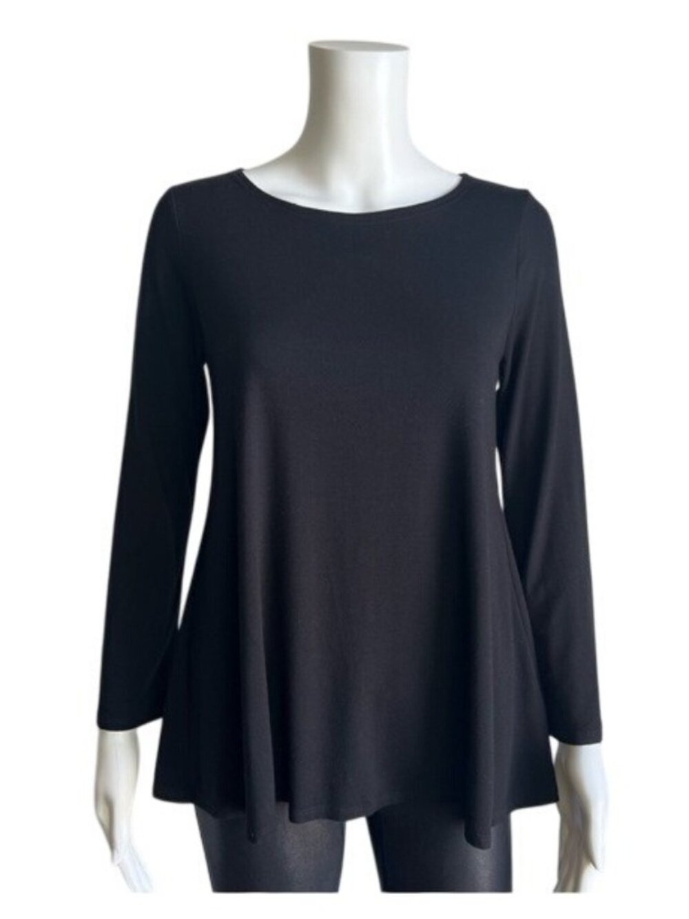 Eileen Fisher Stretch Jersey Knit Crew Neck Long Top - XS